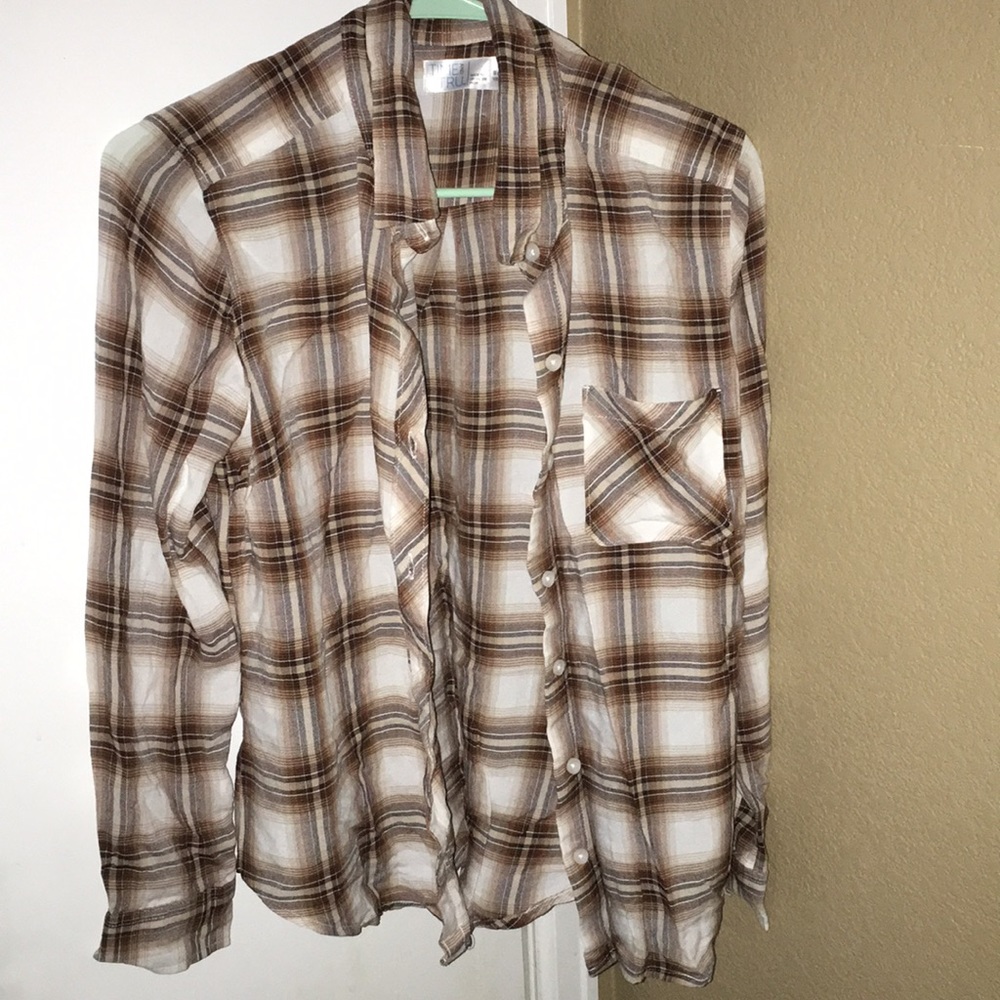 A flannel shirt which is a small